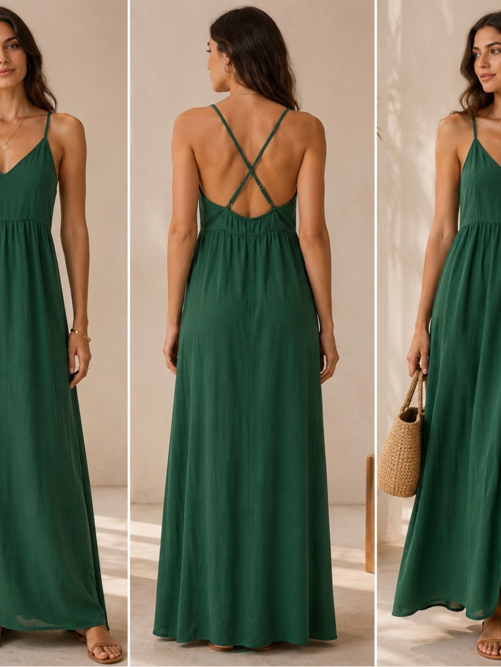 Inin Dress  Sleeve Less Maxi  Green Size S